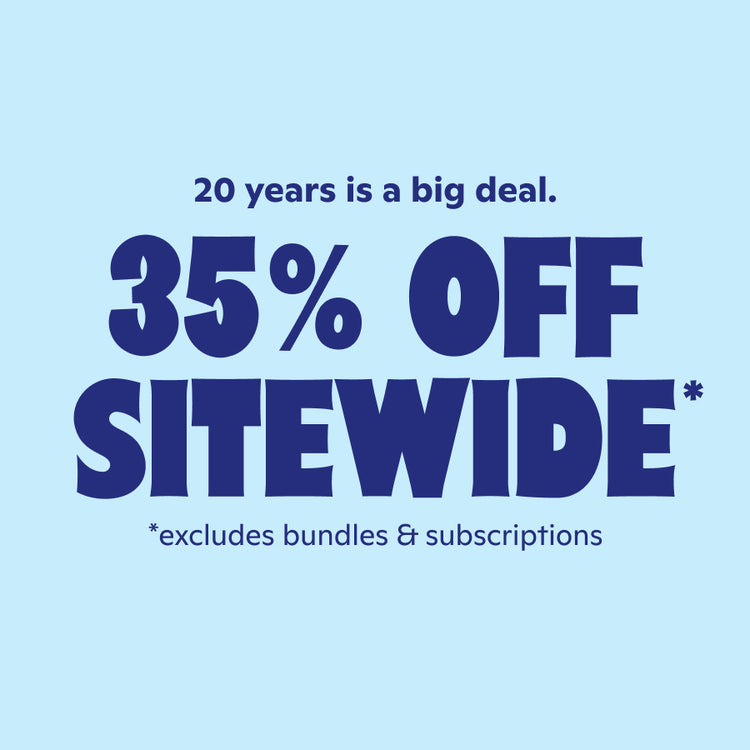 20 Years is a big deal. 35% off sitewide (excludes bundles & subscriptions)